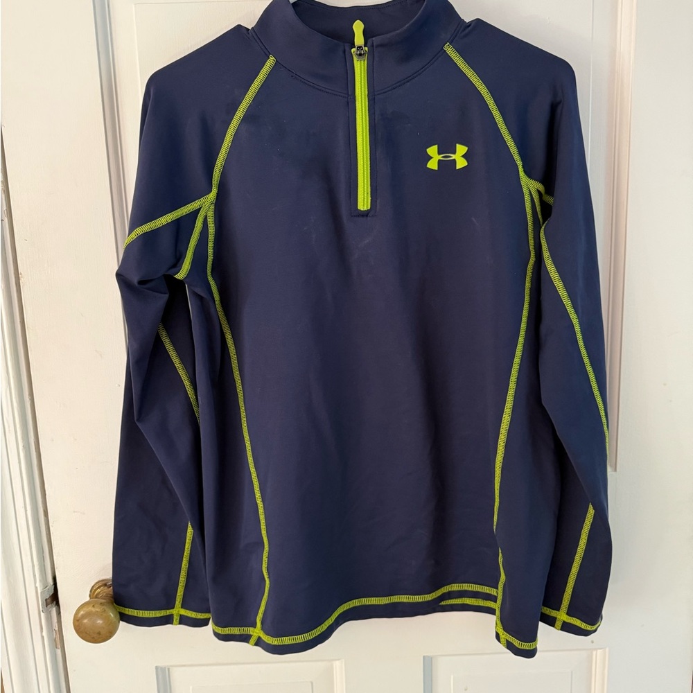 Under Armour ColdGear Navy and Lime Top - Youth XL/Women's M